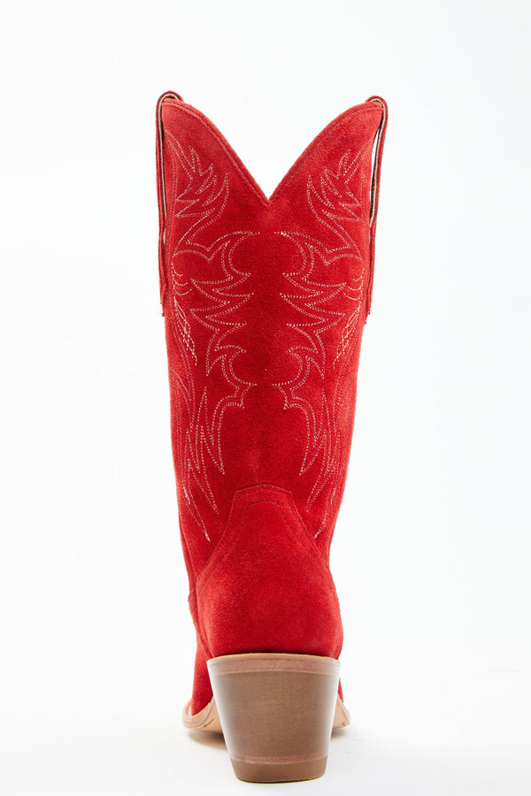 Charmed Life Fire Suede Western Boots - Round Toe - Cherry