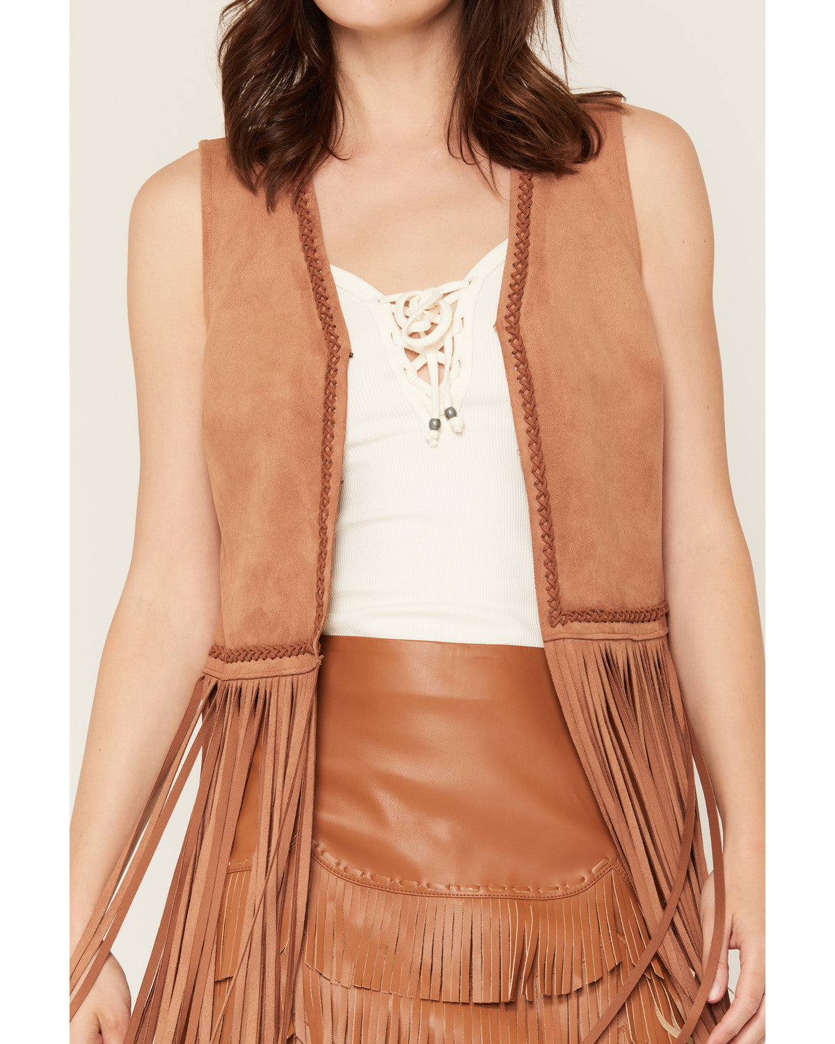 Kirk Faux Suede Long Fringe Vest
