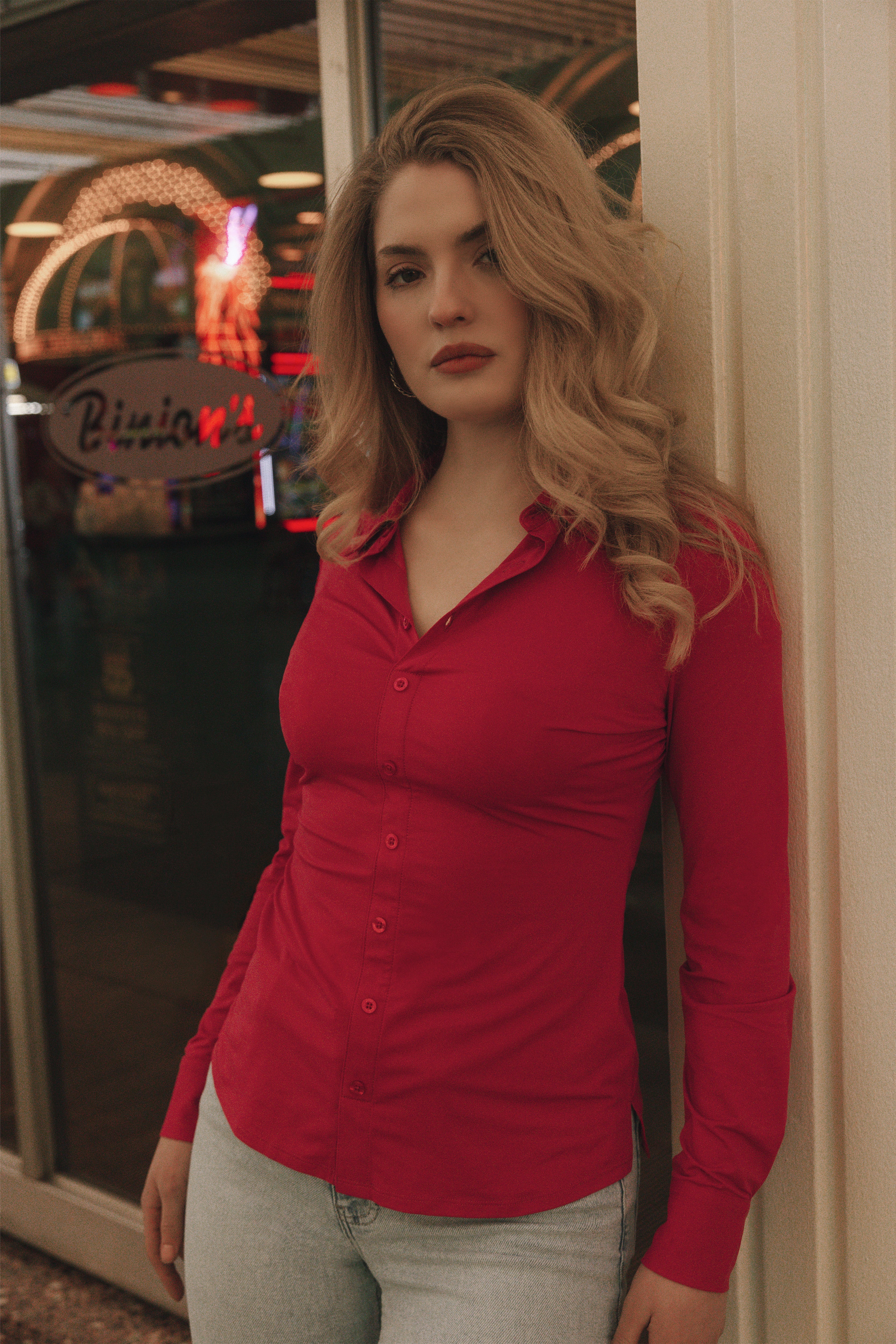 Solid Long Sleeve Button-Down Western Riding Shirt