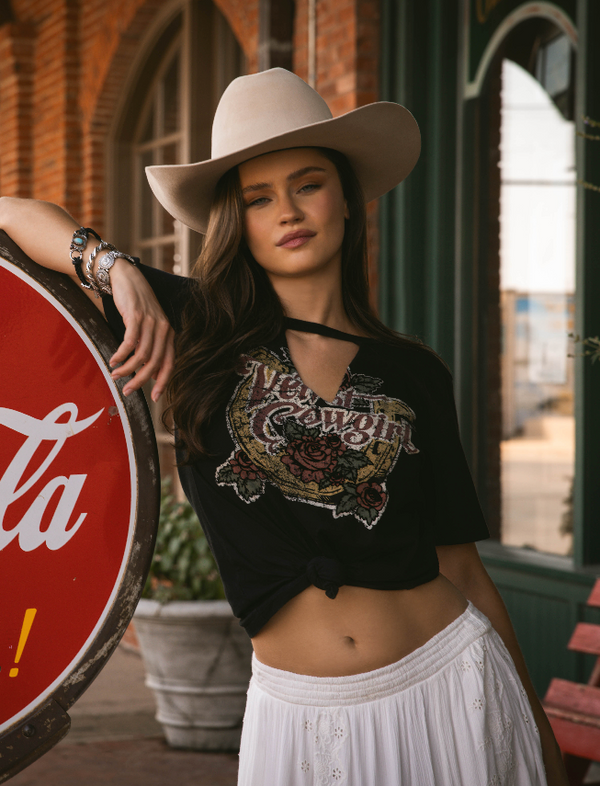 Velvet Cowgirl Cut Out Graphic Tee
