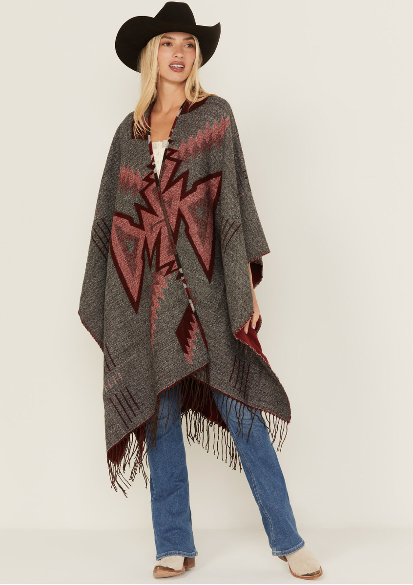 McDowell Southwestern Print Reversible Fringe Shawl