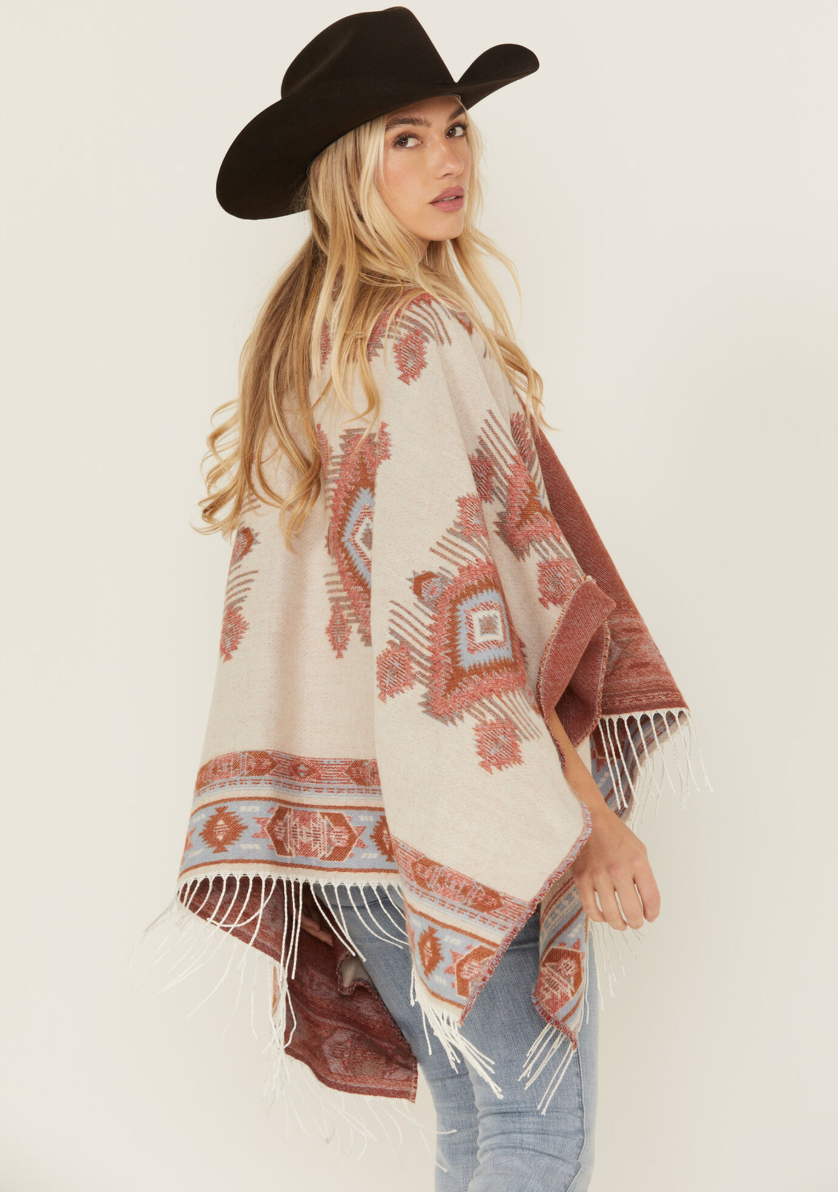 Austin Southwestern Print Fringe Shawl