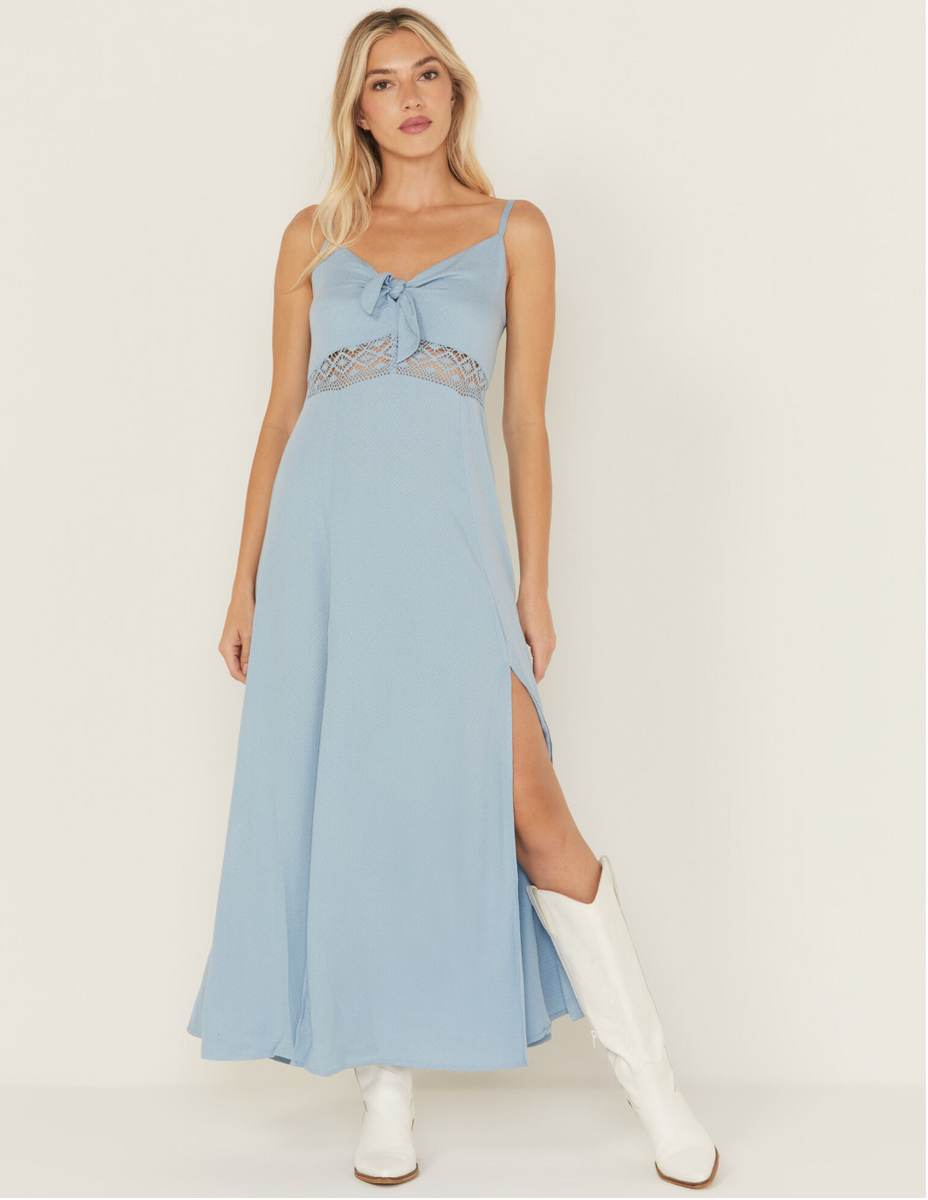 【RONRON】24SS LAYERD STRING LONG DRESS Wisteria Tie Front Sleeveless Maxi Dress