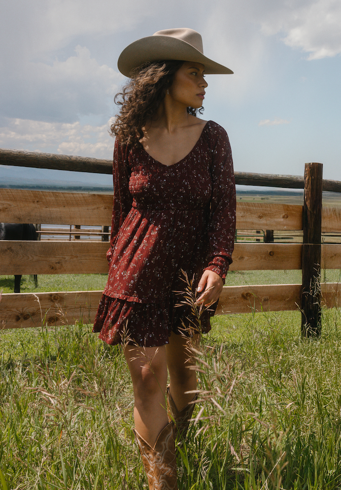 Pippin Ditsy Floral Print Long Sleeve Mini Dress