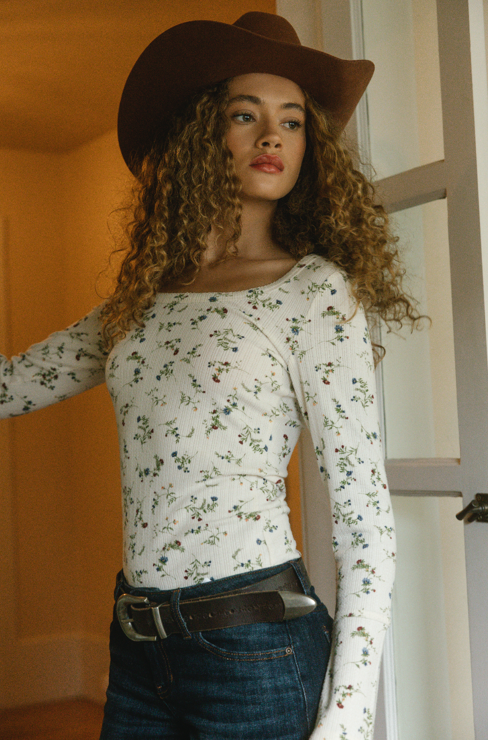 Harborwood Floral Print Bell Long Sleeve Top