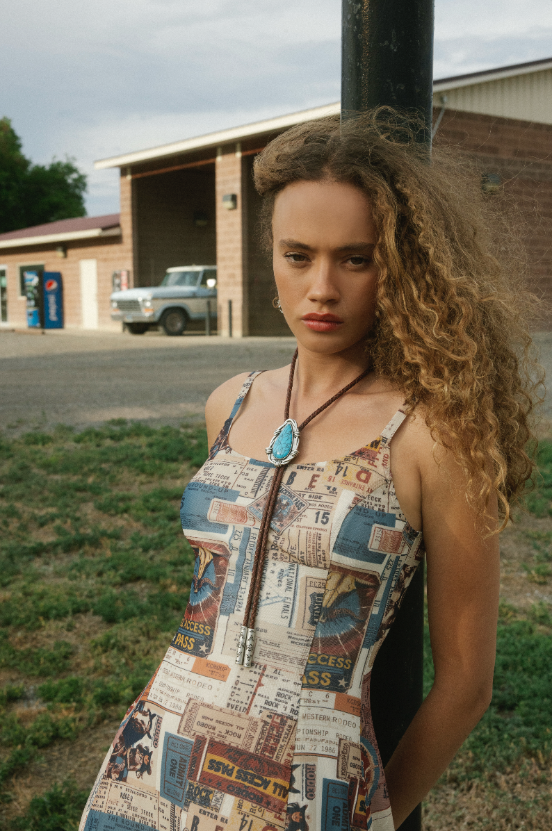 Rodeo Ticket Sleeveless Mesh Mini Dress
