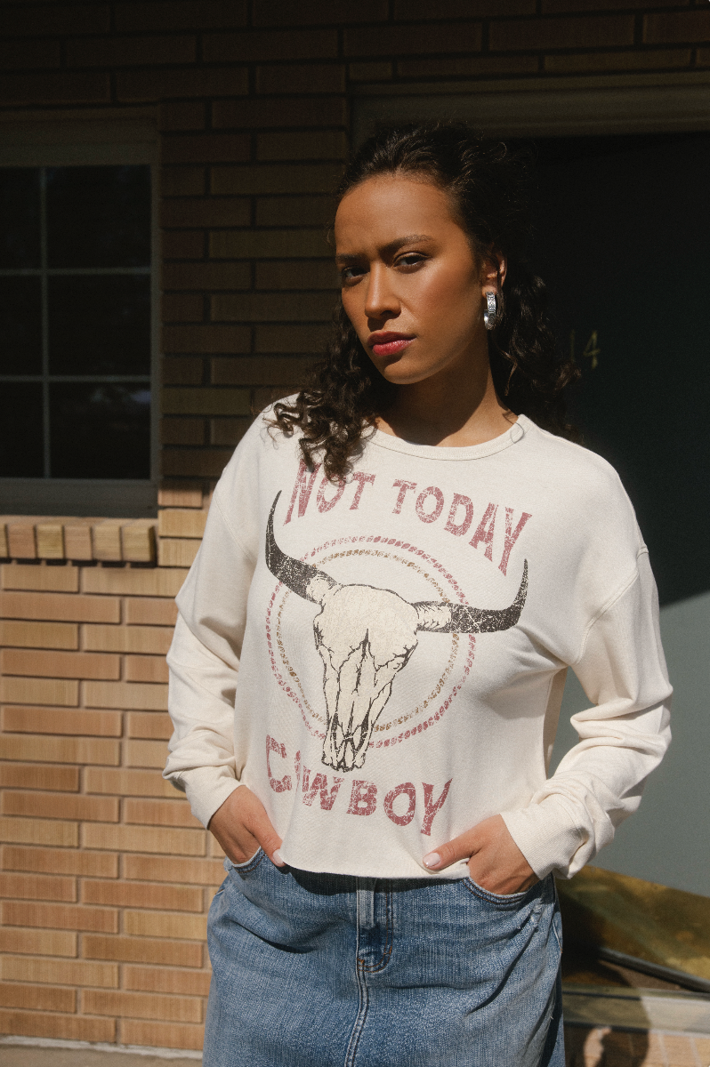 Not Today Cowboy Graphic Crewneck Sweatshirt