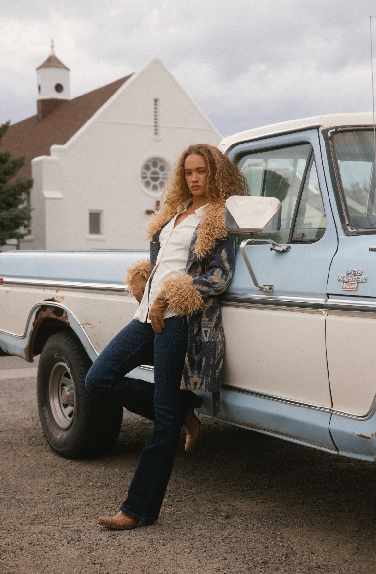 Maxey Fur Trim Long Jacket