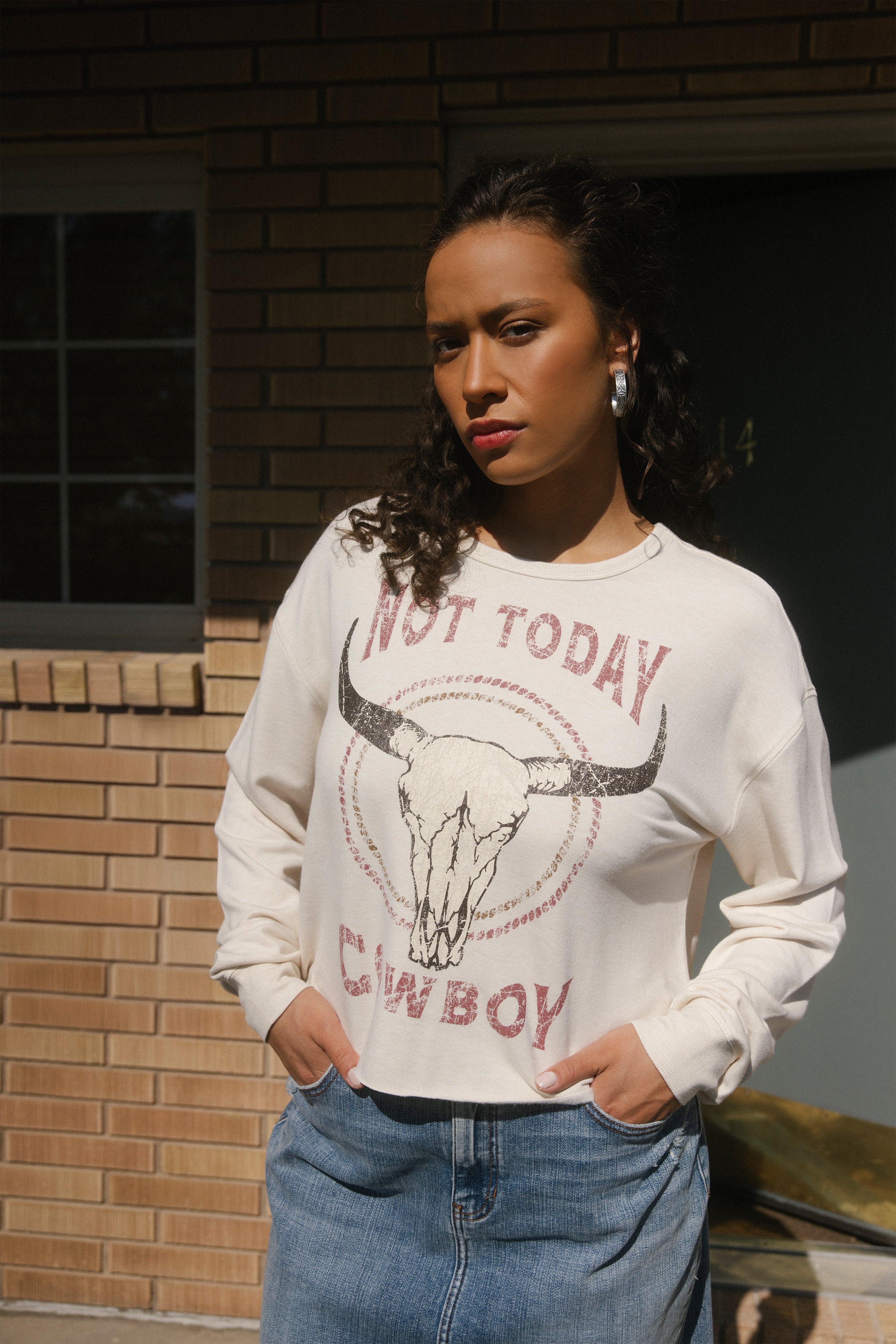 Not Today Cowboy Graphic Crewneck Sweatshirt