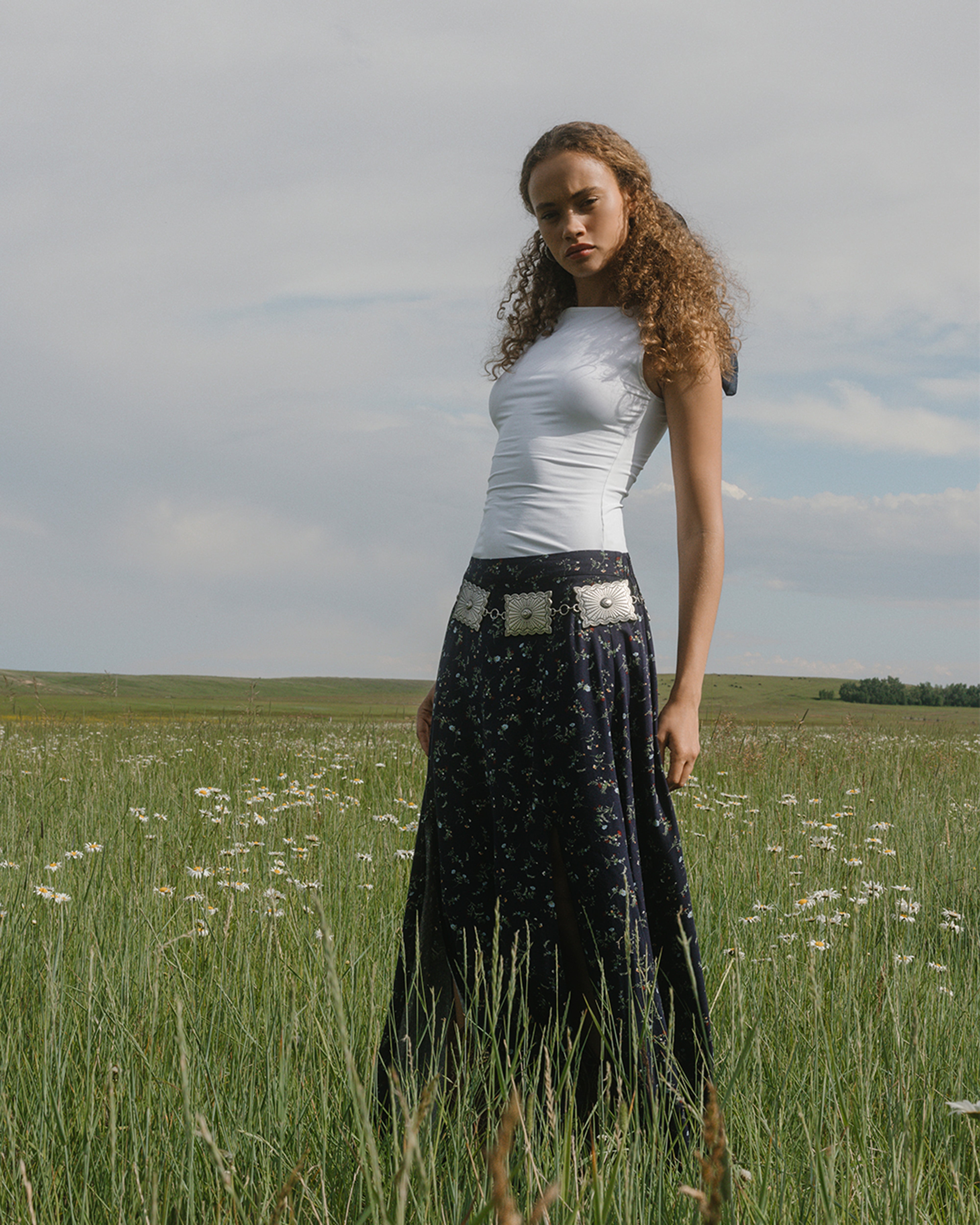 Trinity Ditsy Floral Print Maxi Skirt