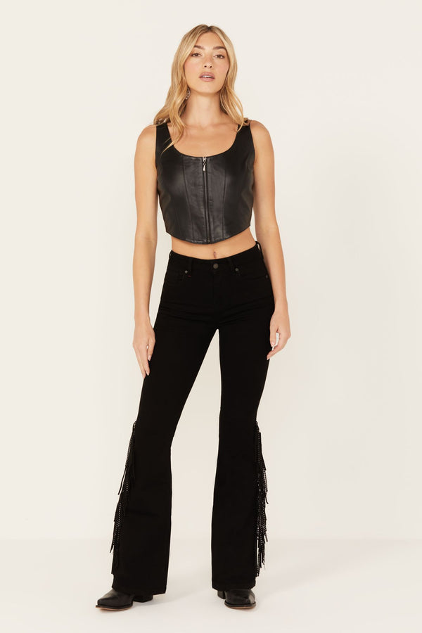Bordeaux Gypsy High Rise Stretch Studded Flare Jeans – Idyllwind