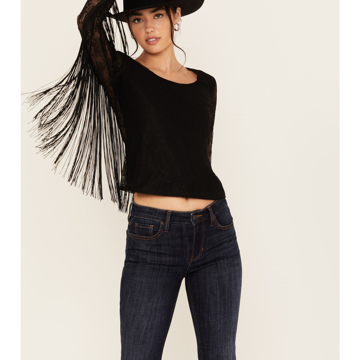 Russello Lace Fringe Long Sleeve Shirt