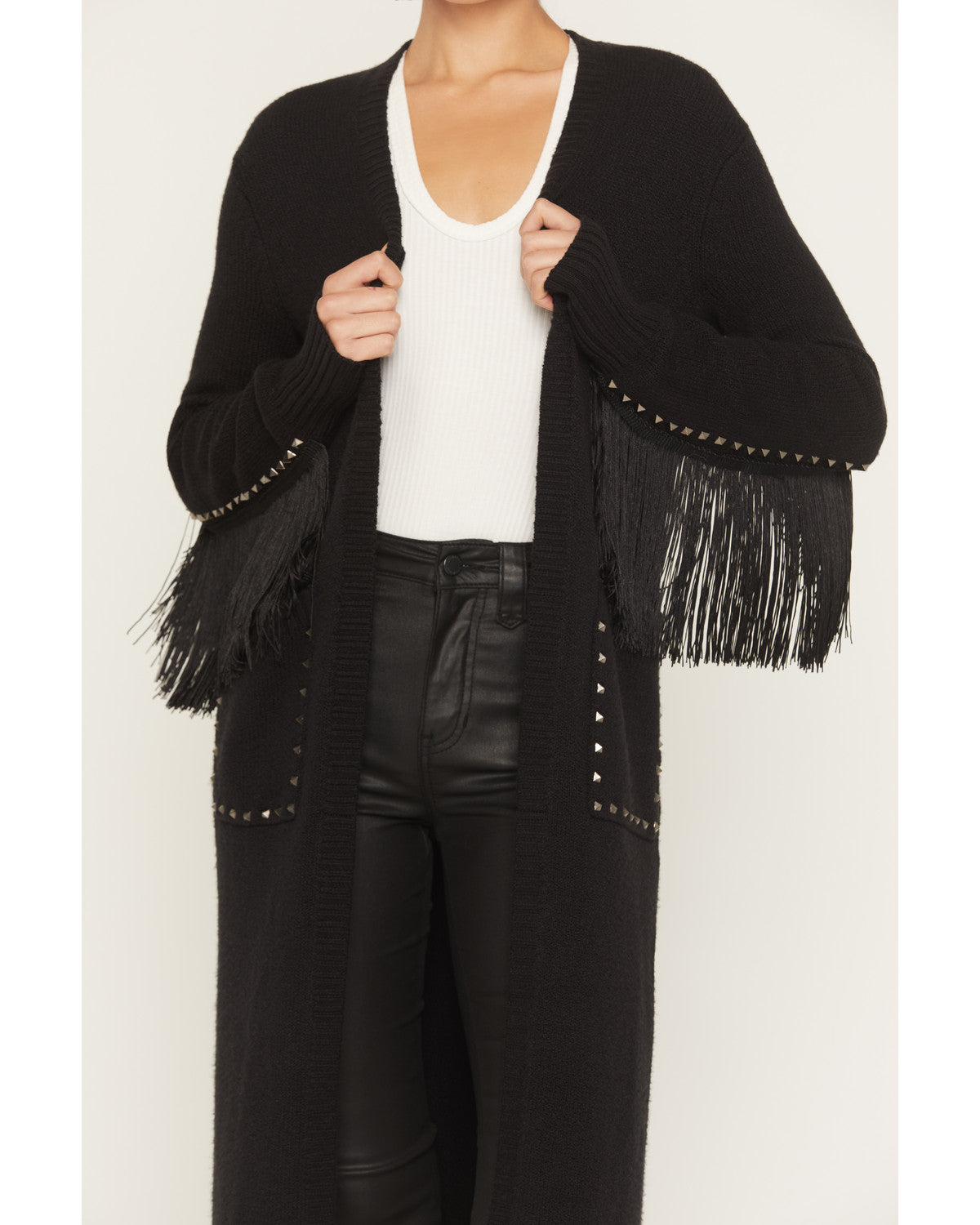 Valleylake Fringe Maxi Cable Knit Cardigan