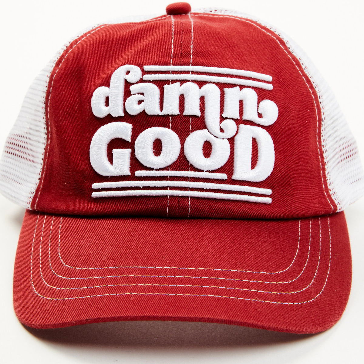 Funny Retro Damns Given Embroidered Patch Ripstop Foam Trucker Cap Hat Mesh Rare Damn Good Embroidered Mesh-Back Ball Cap main image 4