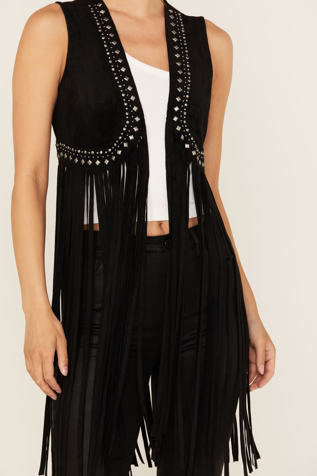 Women's Western Suede & Faux Fur Trim Vest- 1133 main image 1