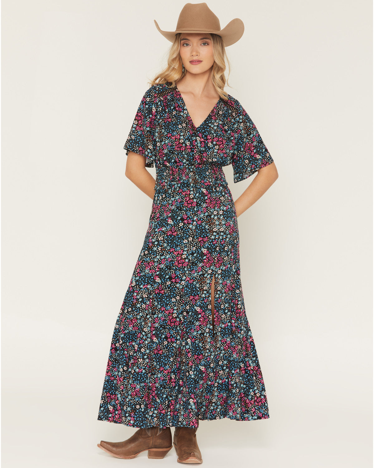 Soleil Floral Side Slit Maxi Skirt