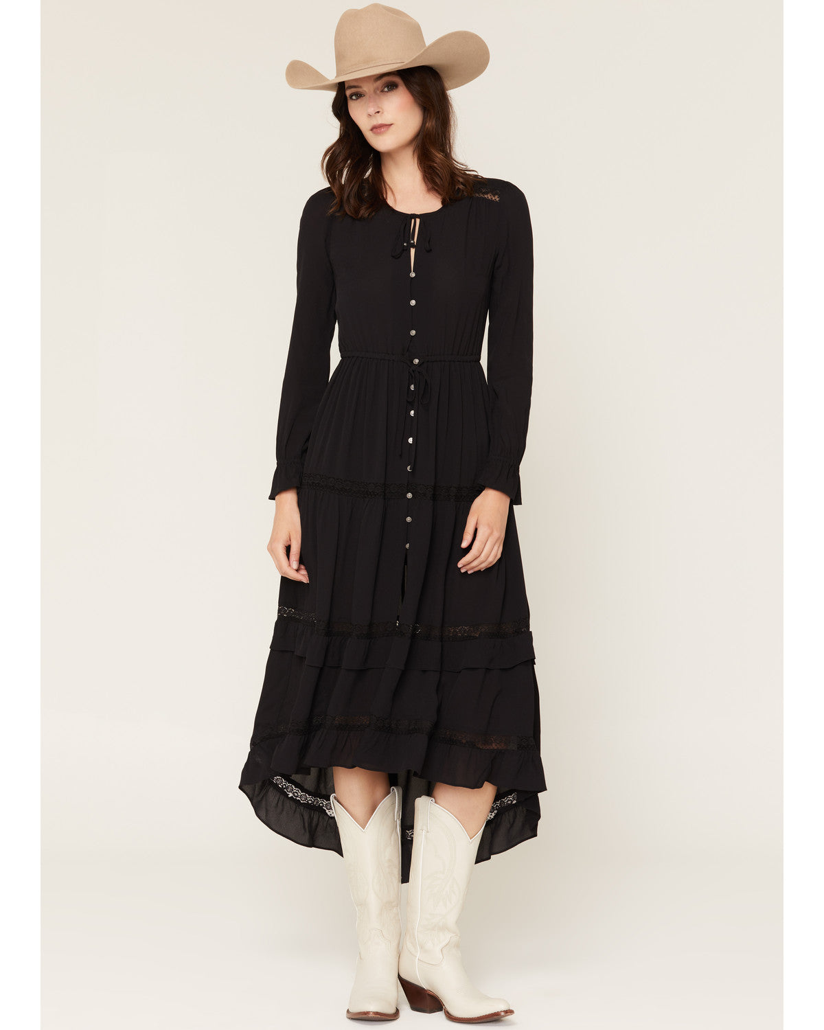 Alison Ruffle Long Sleeve High-Low Dress