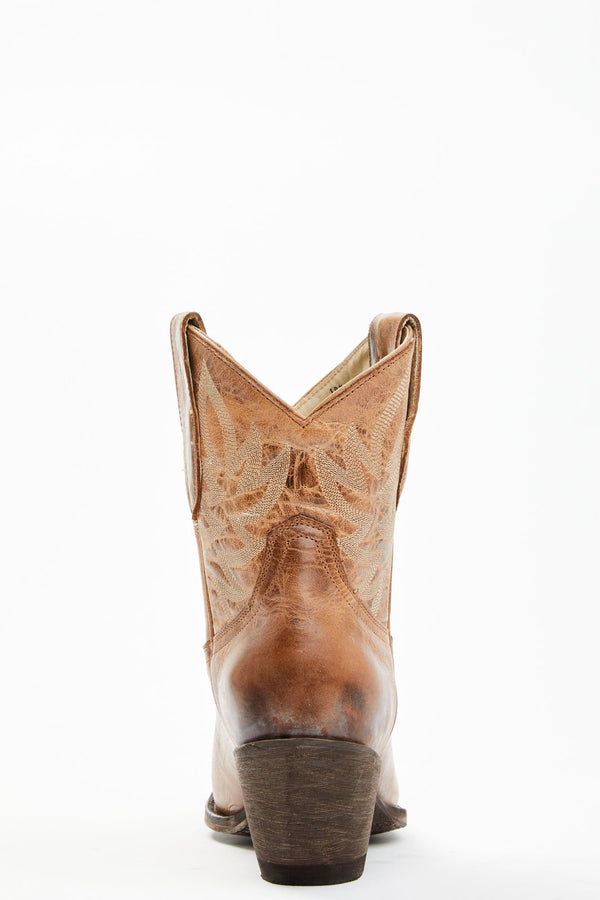 Wheels Dublin Taupe Leather Western Booties - Round Toe - Taupe