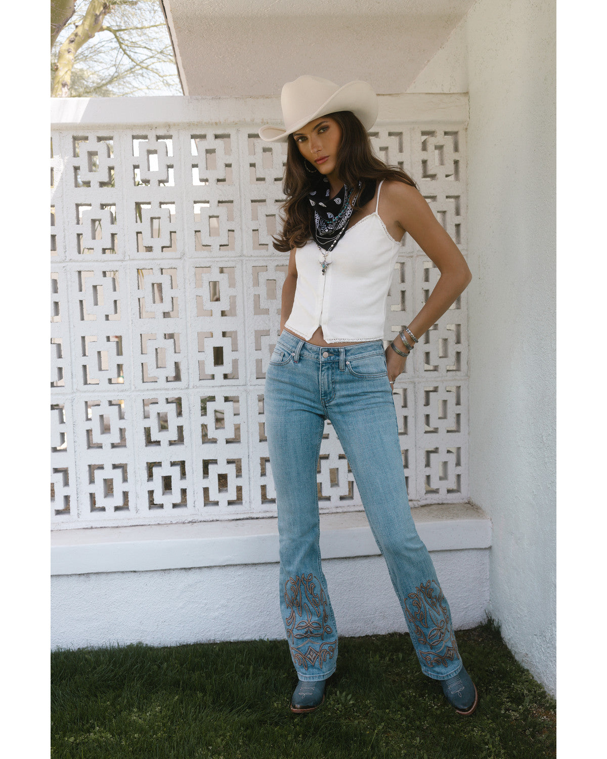 Rebel Light Wash Mid Rise Boot Stitch Bootcut Super Stretch Denim Jean