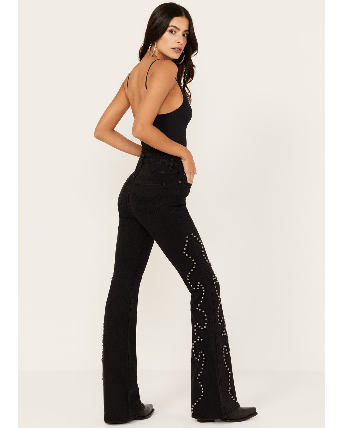 Alameda High Risin Studded Stretch Flare Jeans
