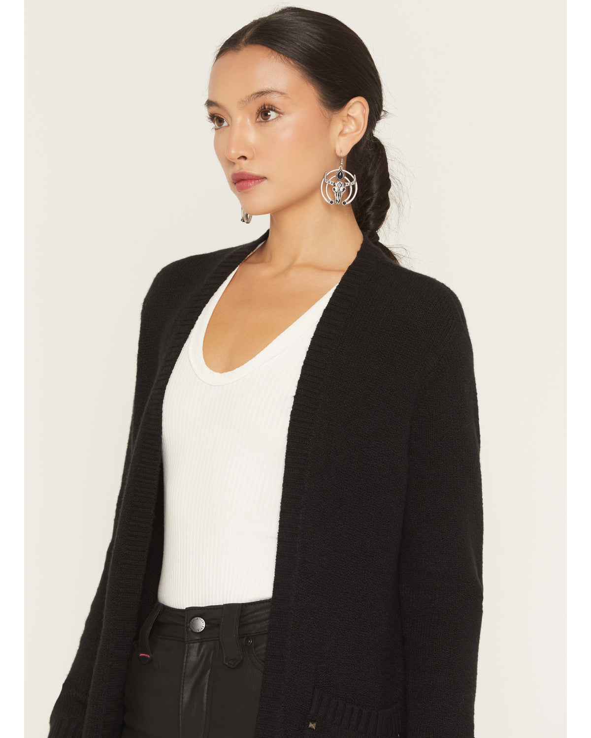 Valleylake Fringe Maxi Cable Knit Cardigan