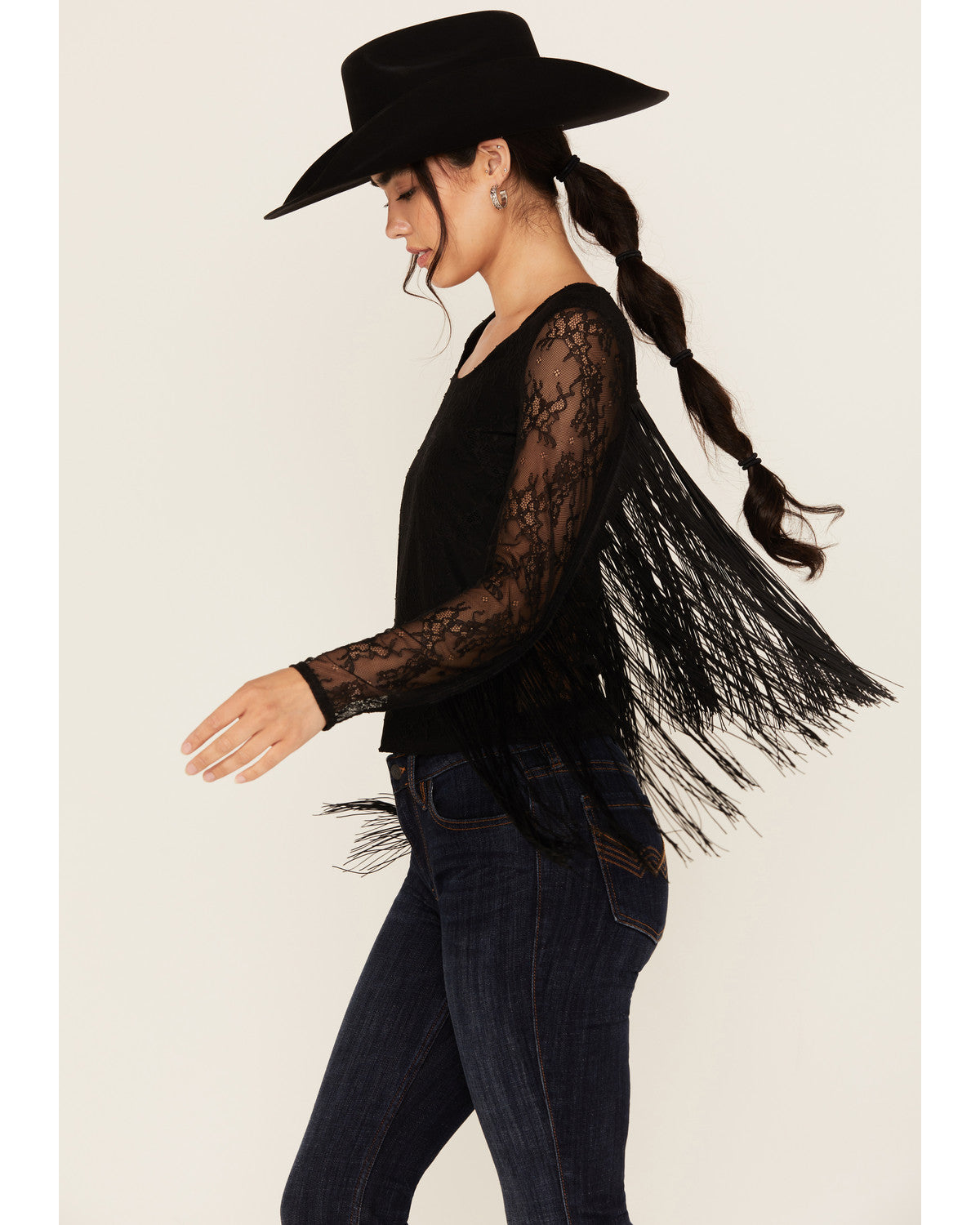 Russello Lace Fringe Long Sleeve Shirt
