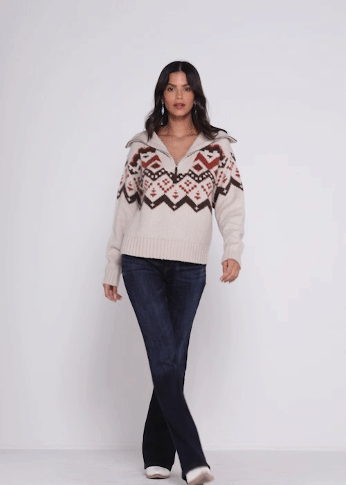 Addison 1/4 Zip Southwestern Print Sweater