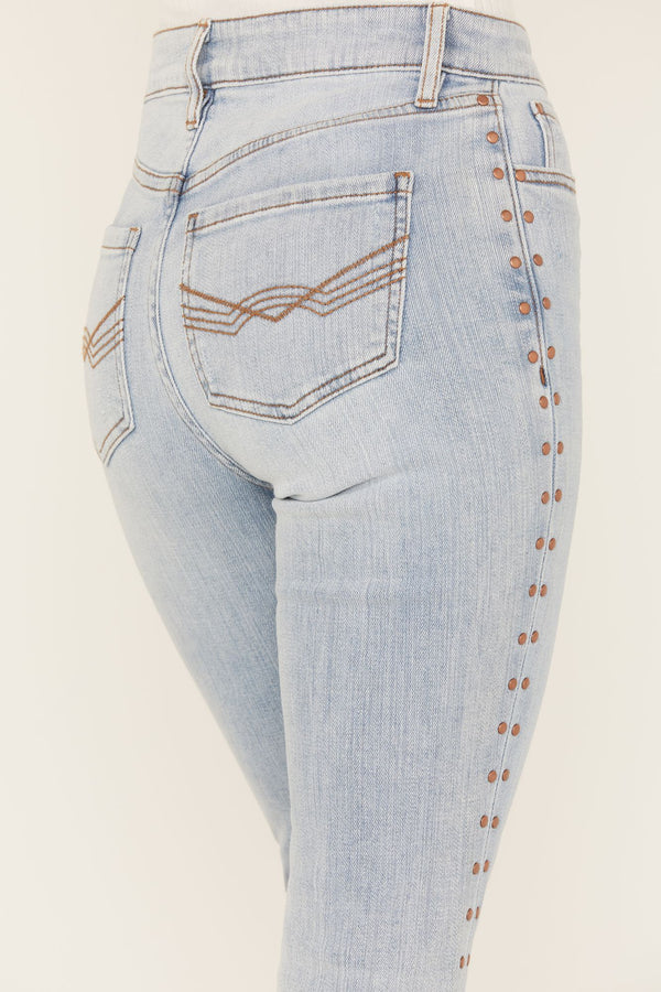 Granada Gypsy High Rise Studded Side Seam Bootcut Jeans - Light Wash