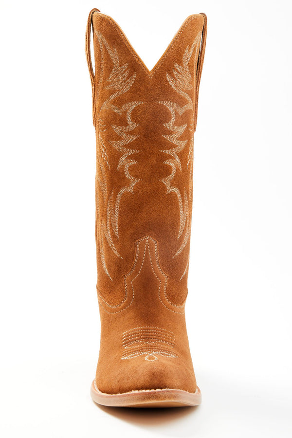 Charmed Life Cognac Suede Western Boots - Round Toe - Cognac