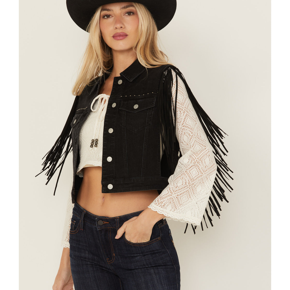 Studded Fringe Vest
