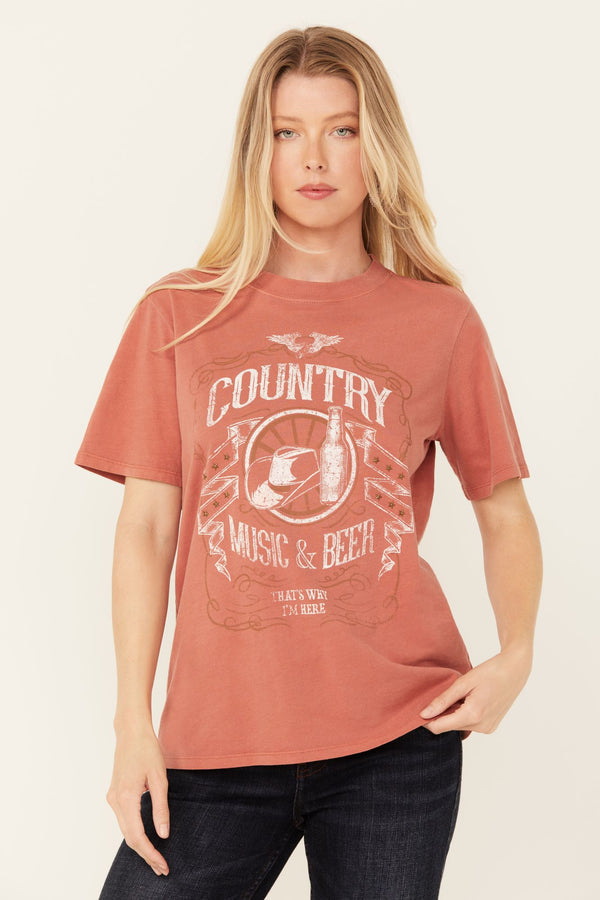 Helen Country Music and Beer Short Sleeve Graphic Tee - Pecan