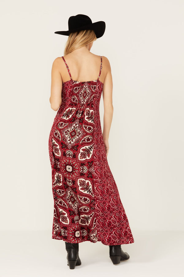 Carver Printed Maxi Dress - Dark Red