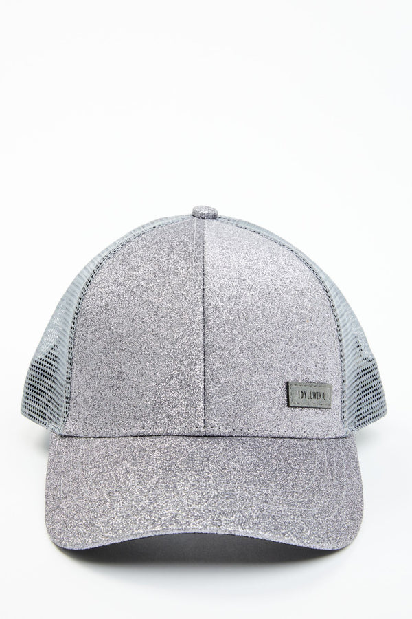 Silver Glitter Baseball Hat - Silver