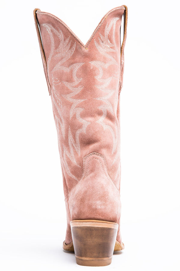 Charmed Life Pink Suede Western Boots - Round Toe