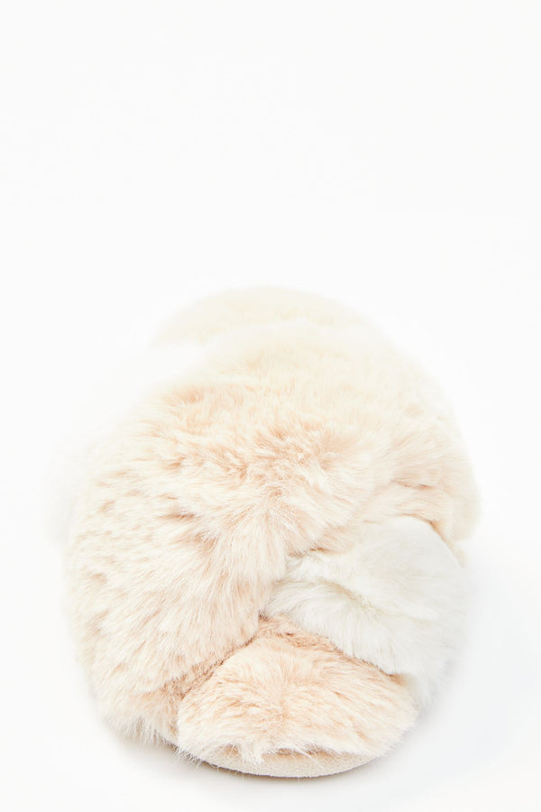 Ivory Cozytown Faux Fur Slippers - Ivory