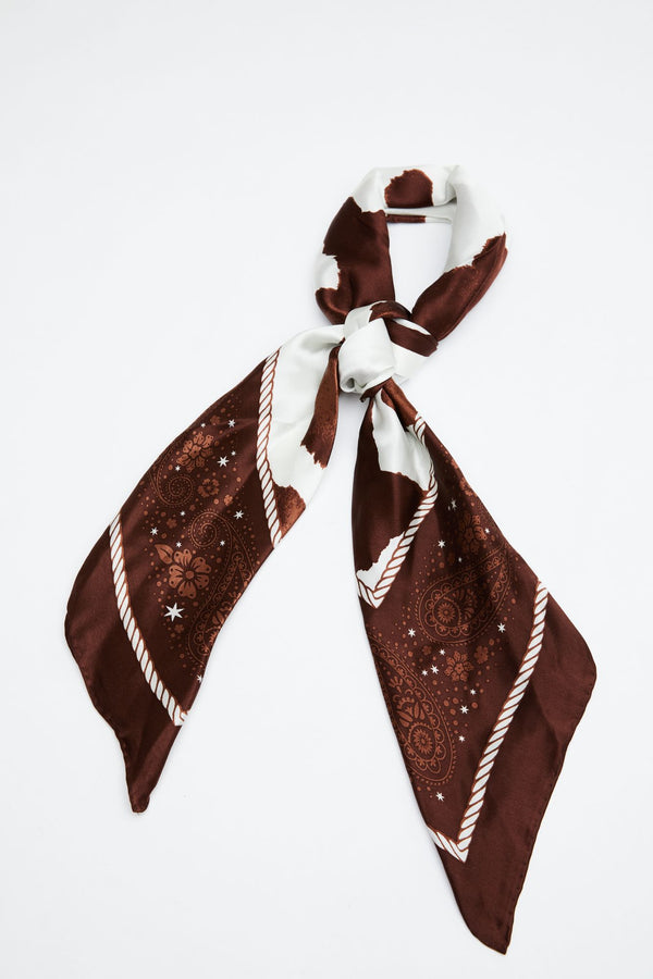Brown Spotted Cow Silk Wild Rag - Brown