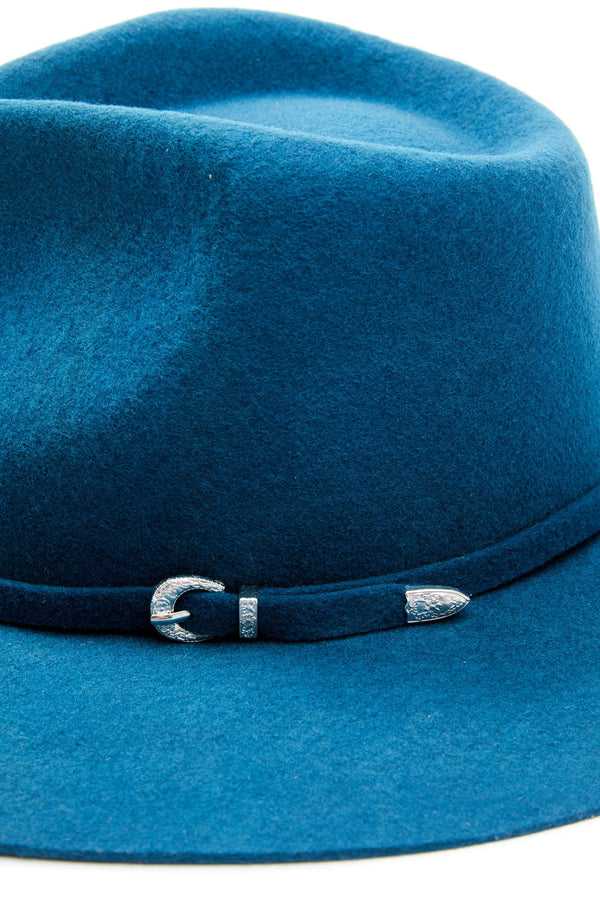 Stardust Wool Felt Buckle Band Western Hat - Blue