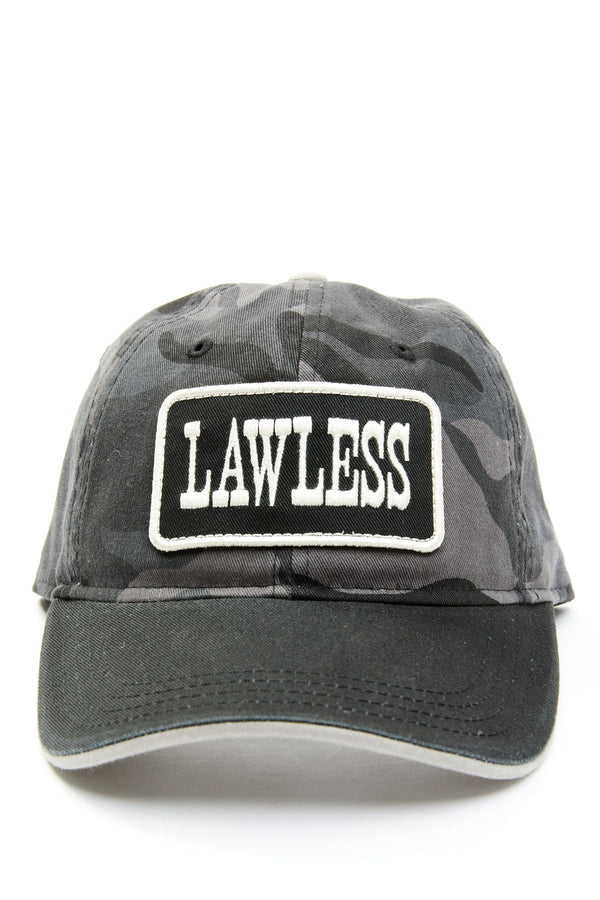 Lawless Patch Camo Print Baseball Hat - Grey