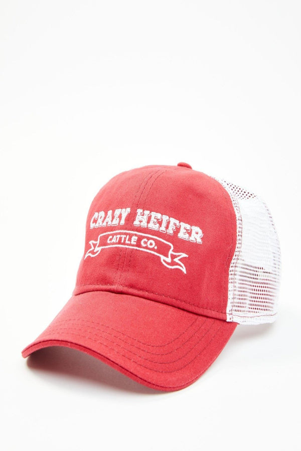 Crazy Heifer Red Mesh-Back Baseball Hat - Red