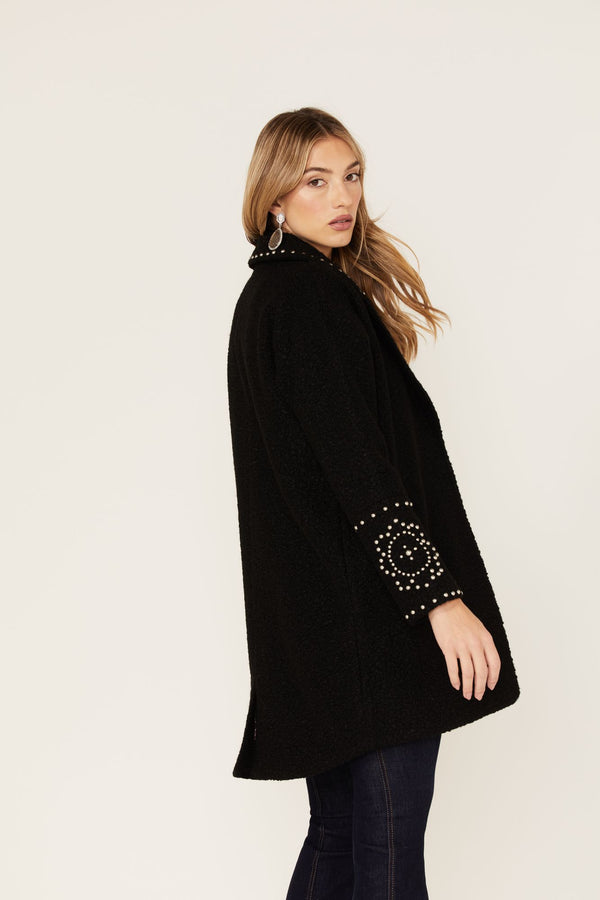 Studded Wool Snap Jacket - Black