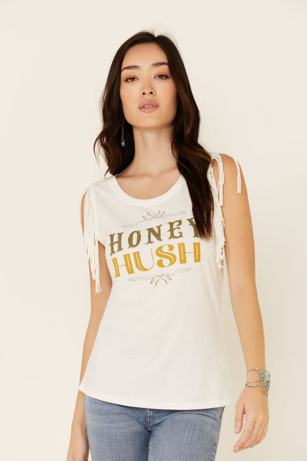 Honey Hush Muscle Tank Top - White