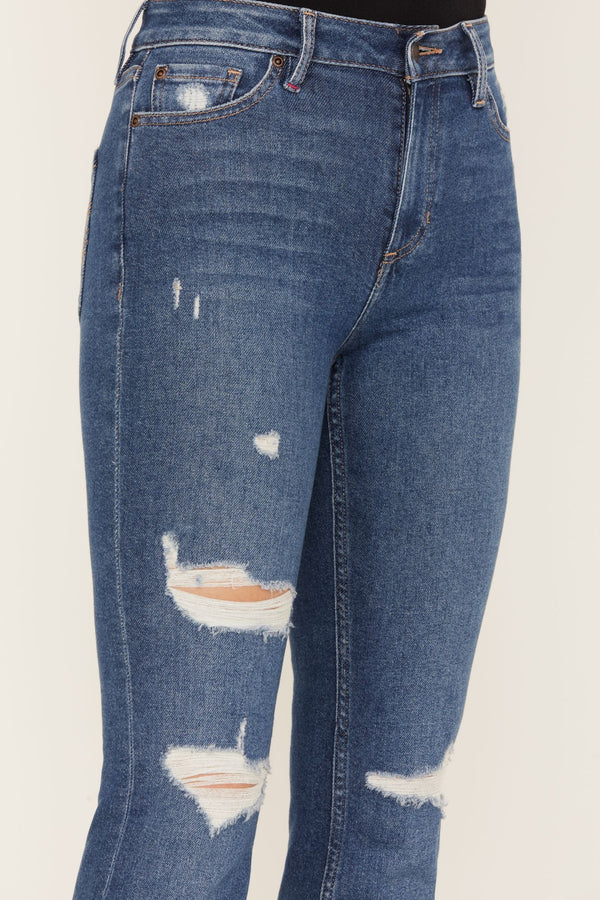 Navaho Dark Wash High Risin' Distressed Bootcut Jeans - Dark Wash