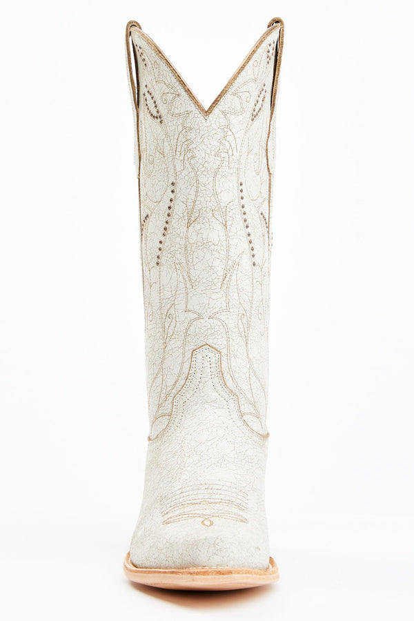 Sweet Tea Crackle Tall Western Boots - Snip Toe - White