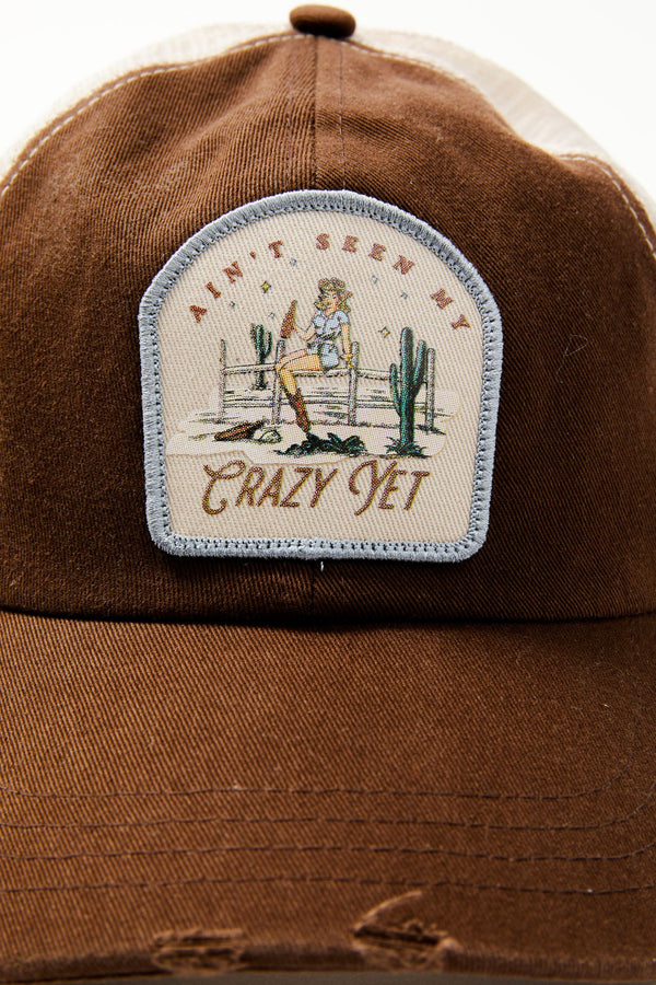 Crazy Yet Mesh Back Baseball Hat - Pecan