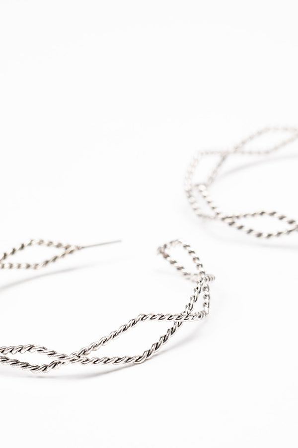 Spiraling Out Silver Hoop Earrings - Silver