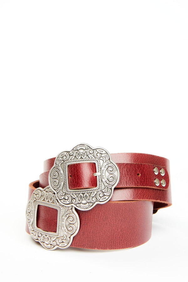 Red Wheels Concho Belt - Red