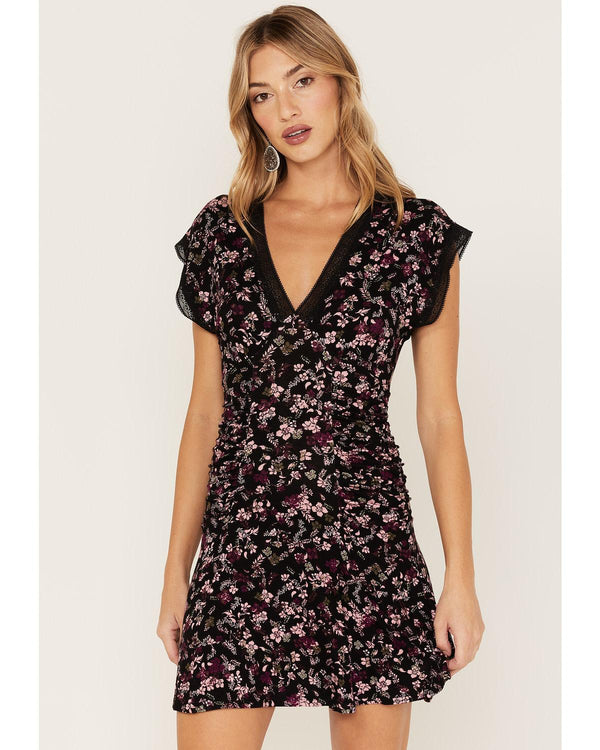 Floral Print Ruched Dress