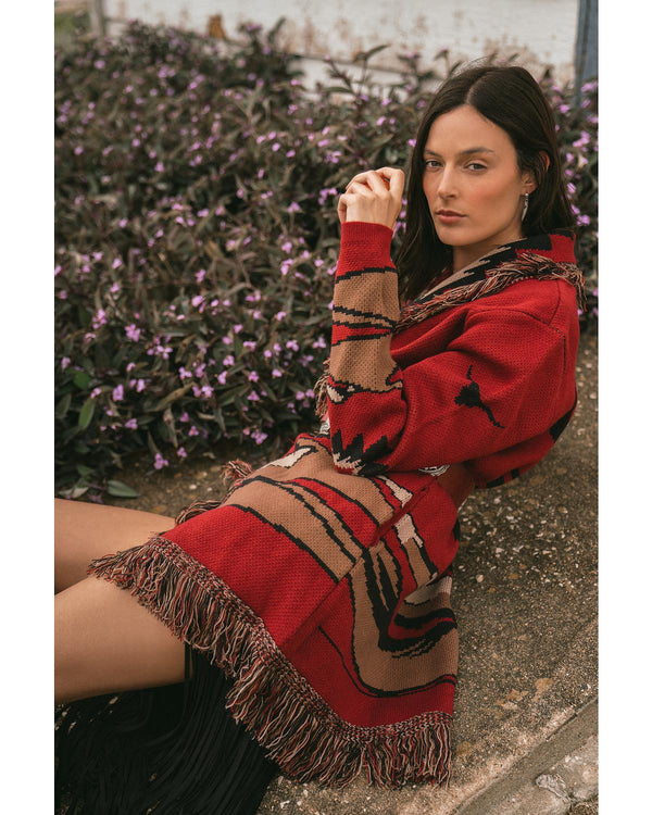 Savannah Southwest Fringe Cardigan Sweater