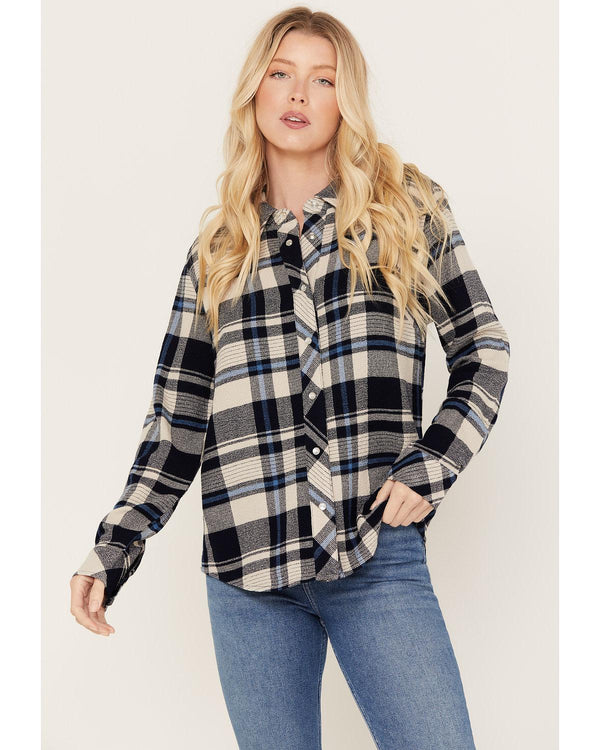 Woodlands Feather Light Plaid Western Top