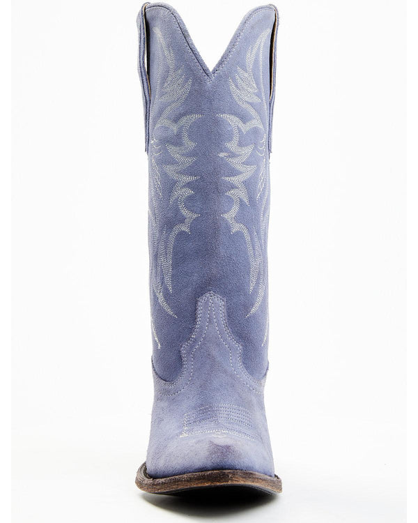 Charmed Life Periwinkle Suede Western Boots - Round Toe